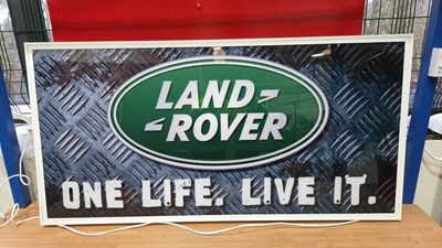 Lot 621 - LARGE ILLUMINATED LAND ROVER " ONE LIFE LIVE IT " SIGN 47" X 24"