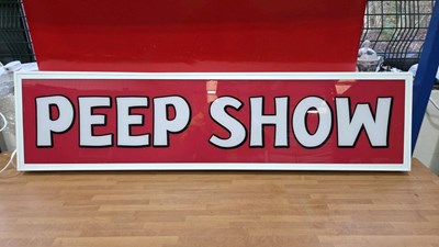 Lot 109 - ILLUMINATED PEEP SHOW SIGN 47" X 12"