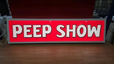 Lot 109 - ILLUMINATED PEEP SHOW SIGN 47" X 12"