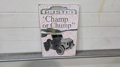 Lot 418 - CAST ALUMINIUM AUSTIN CHAMP SIGN 18" X 12"