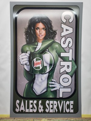 Lot 257 - CASTROL SALES & SERVICE METAL SIGN 24" X 39"