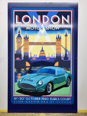 Lot 385 - ASTON MARTIN MOTOR SHOW METAL SIGN 24" X 38"