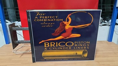 Lot 457 - BRICO PISTON RING , DOUBLE SIDED LIGHT UP SIGN 22" X 18"