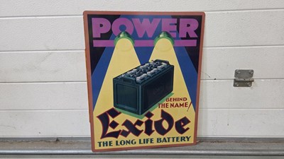 Lot 159 - POWER EXIDE REPRODUCTION,DOUBLE SIDED SIGN 20" X 16"