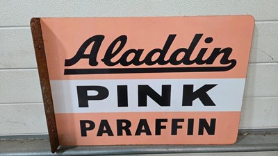 Lot 177 - ALADDIN PINK PARAFFIN REPRODUCTION,DOUBLE SIDED SIGN 23" X 16"