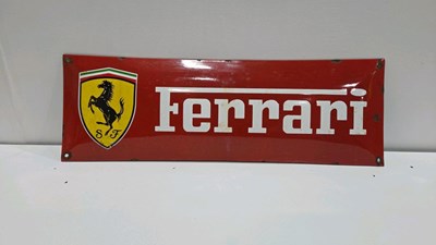 Lot 83 - FERRARI REPRODUCTION ENAMEL SIGN 24" X 8"