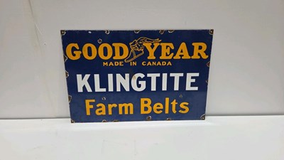 Lot 661 - GOODYEAR KINGTITE FARM BELTS, REPRODUCTION ENAMEL SIGN 24" X 16"