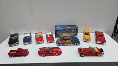 Lot 569 - BOX OF MOSTLY 1-18 SCALE DIE CAST MODELS