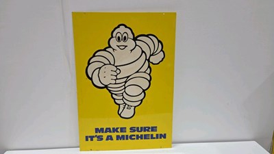 Lot 135 - MAKE SURE IT'S A MICHELIN, DOUBLE SIDED REPRO ENAMEL SIGN 30" X 21"