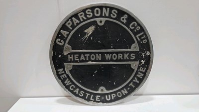 Lot 845 - CAST A PARSONS & CO SIGN 28" DIA