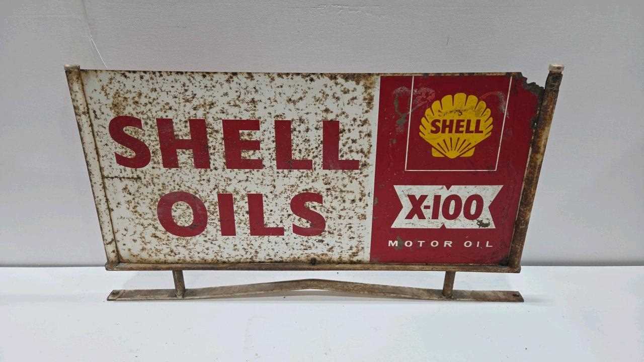Lot 25 - SHELL OILS MOTOR OIL , DOUBLE SIDED ON STAND