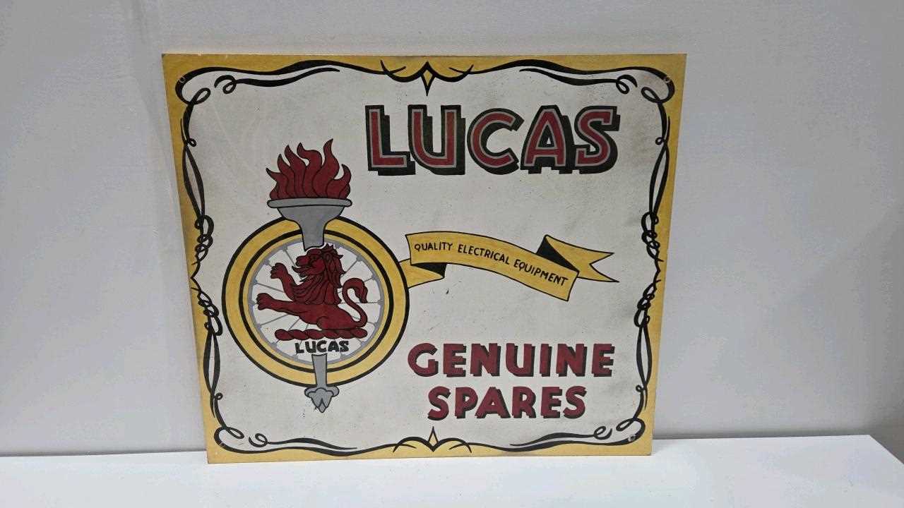 Lot 259 - LUCAS GENUINE PARTS, HAND PAINTED WOOD SIGN