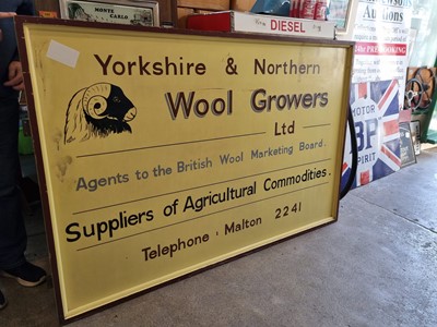 Lot 401 - WOOL GROWERS YELLOW SIGN 6FT X 4FT