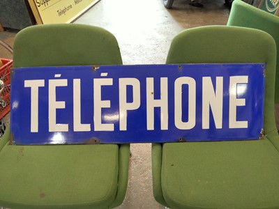 Lot 572 - OLD BLUE ENAMEL TELEPHONE SIGN
