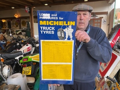 Lot 597 - MICHELIN TYRE PRESSURE TIN SIGN