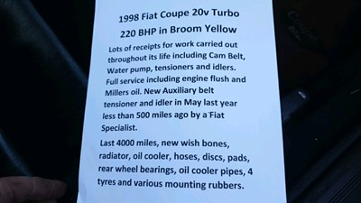 Lot 112 - 1998 FIAT COUPE 20v