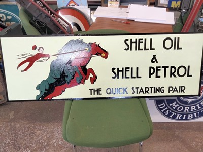 Lot 51 - SHELL QUICK STARTING PAIR WOOD SIGN