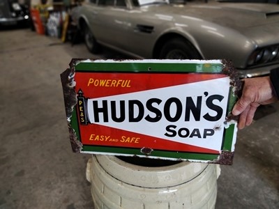 Lot 376 - ENAMEL HUDSONS SOAP SIGN