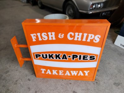 Lot 471 - PUKKA PIES FISH & CHIPS WALL MOUNTED SIGN