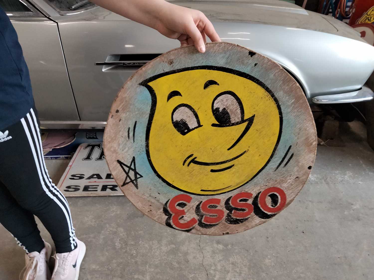 Lot 608 - WOODEN ESSO ROUND SIGN