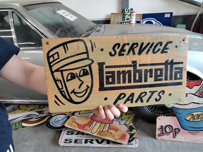 Lot 614 - LAMBRETTA SERVICE PARTS SIGN