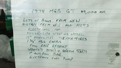 Lot 647 - 1978 MG B GT