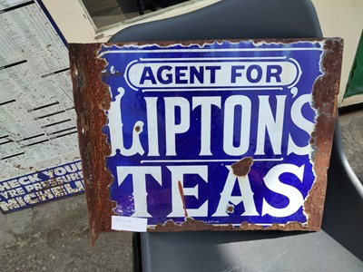 Lot 1 - LIPTONS TEA DOUBLE SIDED ENAMEL SIGN
