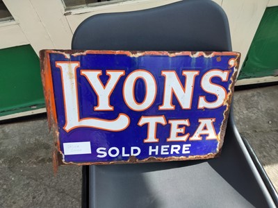 Lot 5 - LYONS TEA DOUBLE SIDED ENAMEL SIGN