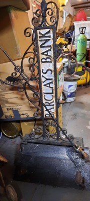 Lot 301 - WROUGHT IRON BARCLAYS BANK SIGN WITH SHIELD
