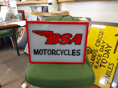 Lot 565 - BSA MOTORCYCLES DOUBLE SIDED ILLUMINATED REPRO SIGN
