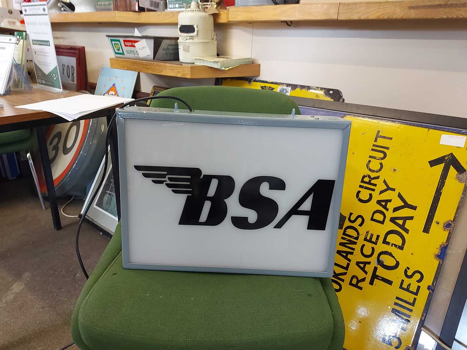 Lot 566 - BSA DOUBLE SIDED ILLUMINATED DOUBLE SIDED REPRO SIGN