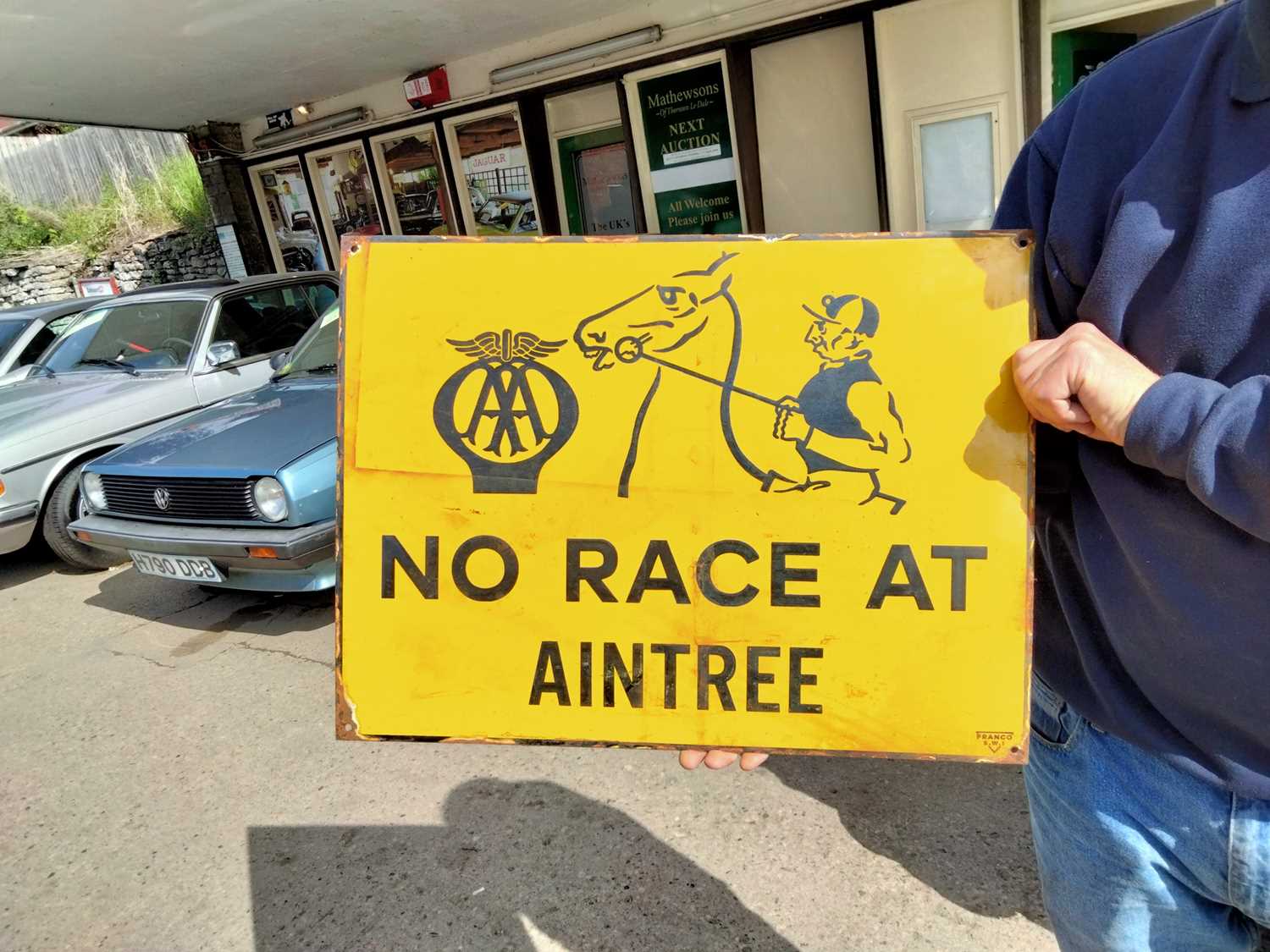 Lot 61 - AA  NO RACE AT AINTREE SIGN