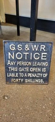 Lot 421 - G.S & W.R RAILWAY NOTICE SIGN