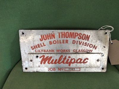 Lot 591 - JOHN THOMPSON BOILER SIGN