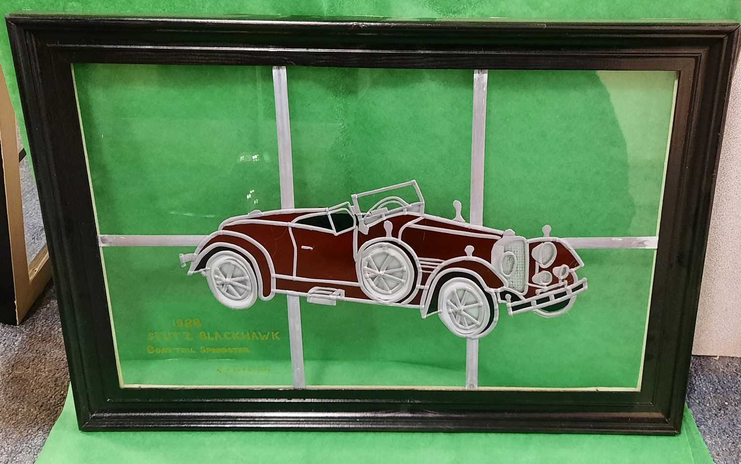 Lot 271 3 STAINED GLASS VINTAGE CAR FRAMES