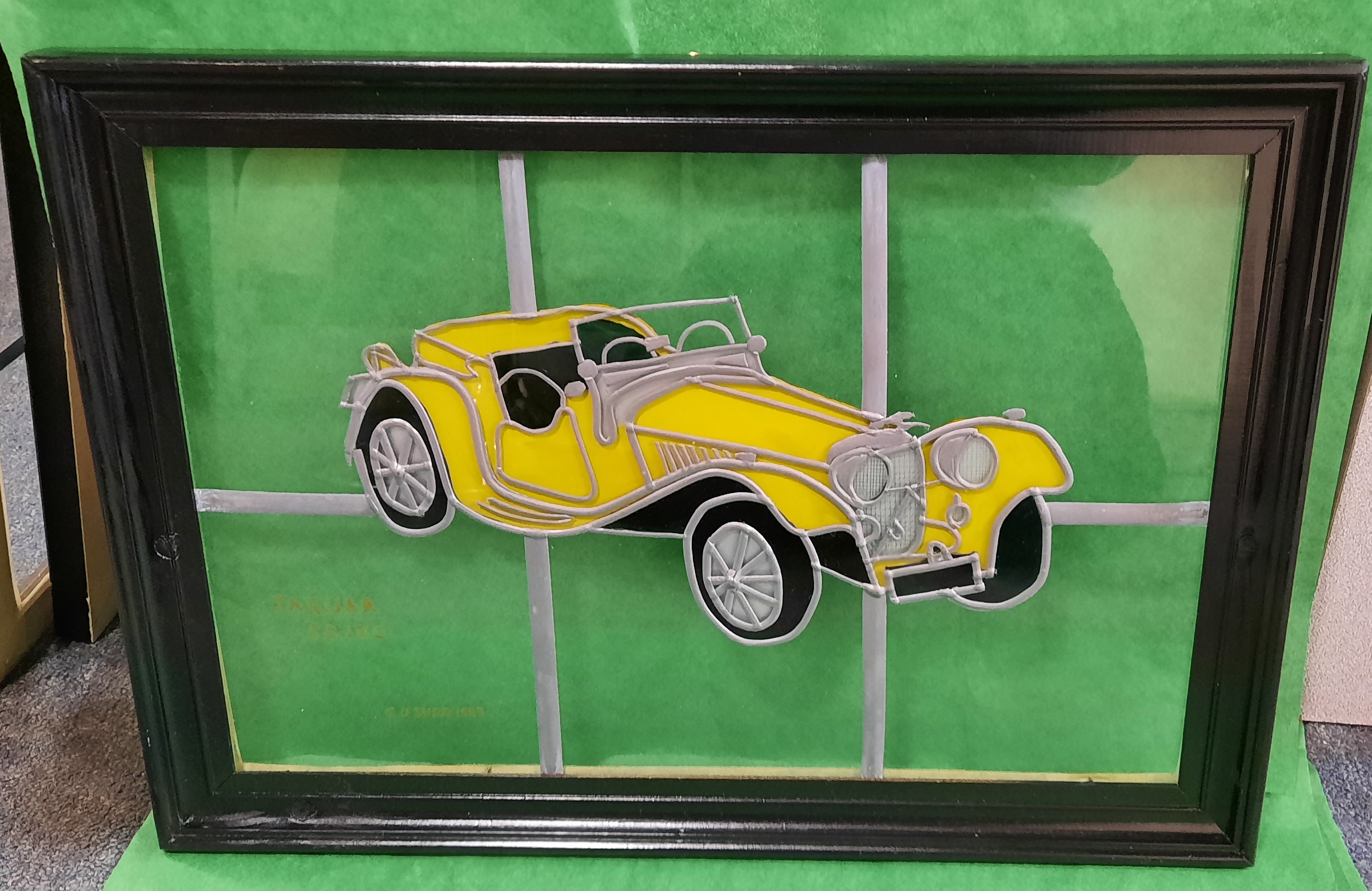 Lot 271 3 STAINED GLASS VINTAGE CAR FRAMES
