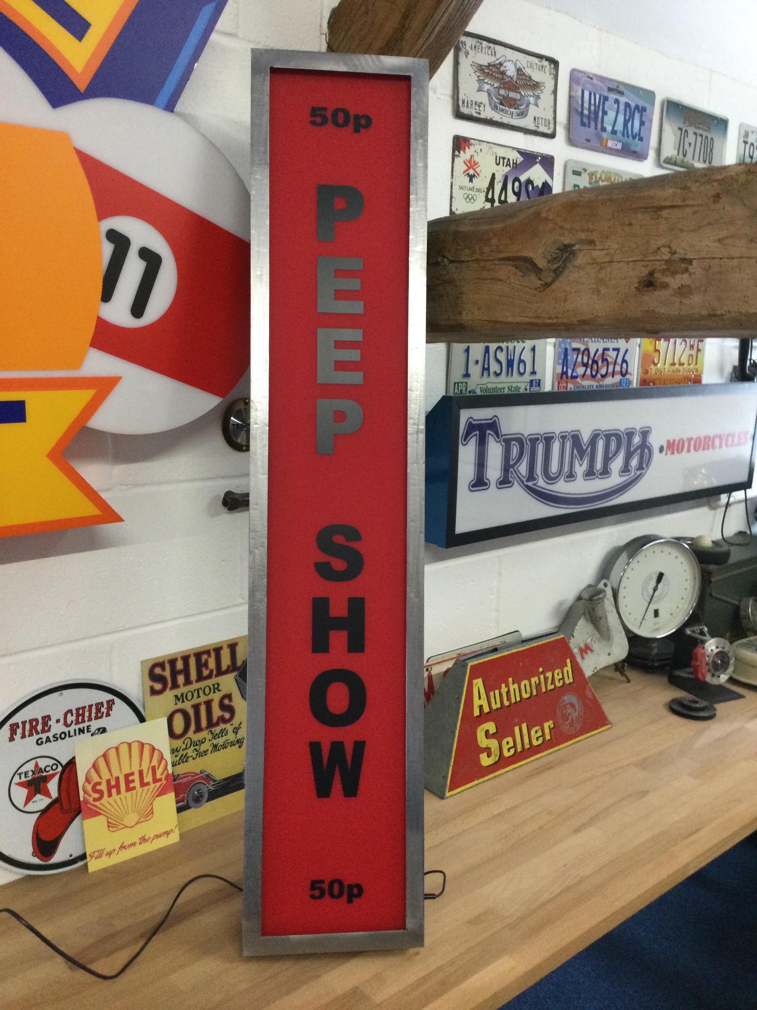 Lot 411 - ILLUMINATED PEEP SHOW SIGN