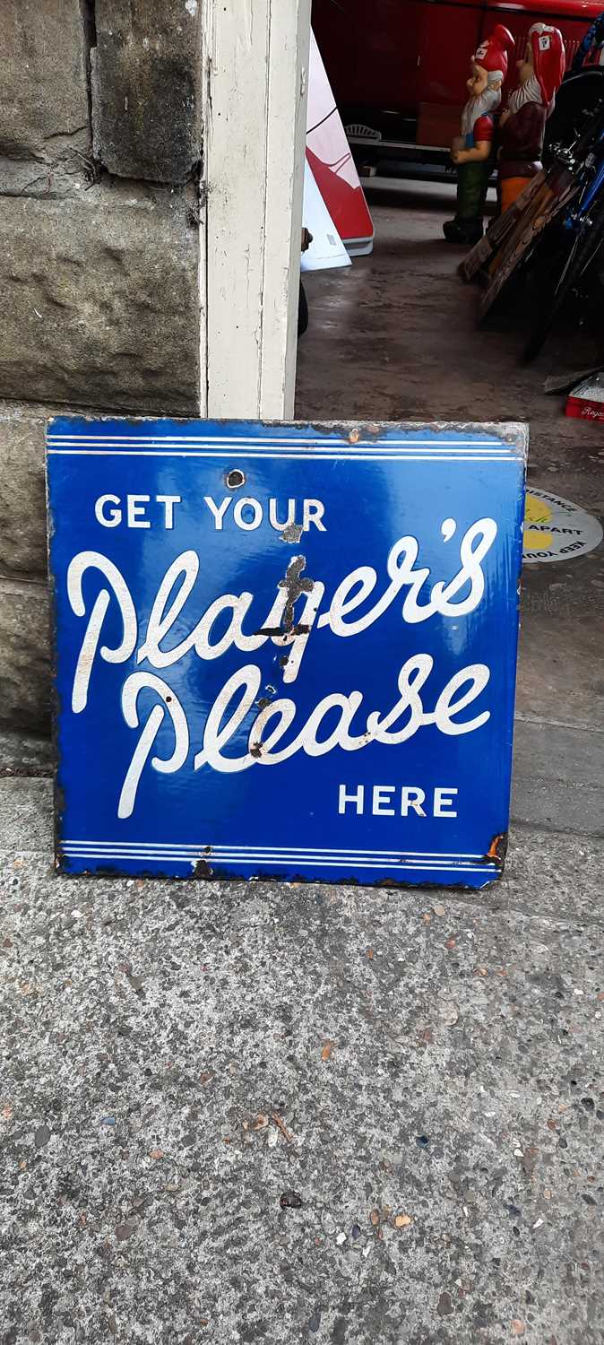 Lot 327 - PLAYERS PLEASE BLUE & WHITE SIGN (DOUBLE-SIDED)