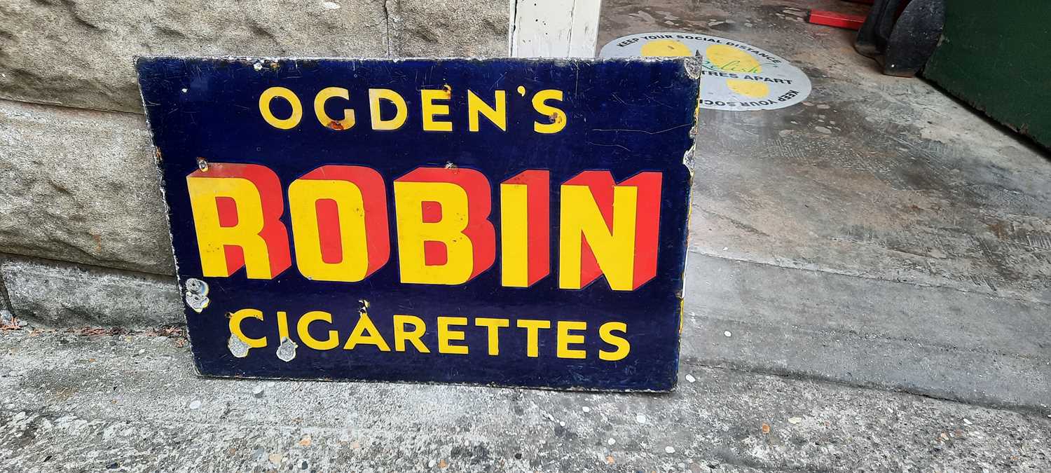 Lot 329 - OGDENS ROBIN CIGARETTE DOUBLE SIDED SIGN