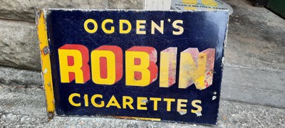 Lot 329 - OGDENS ROBIN CIGARETTE DOUBLE SIDED SIGN