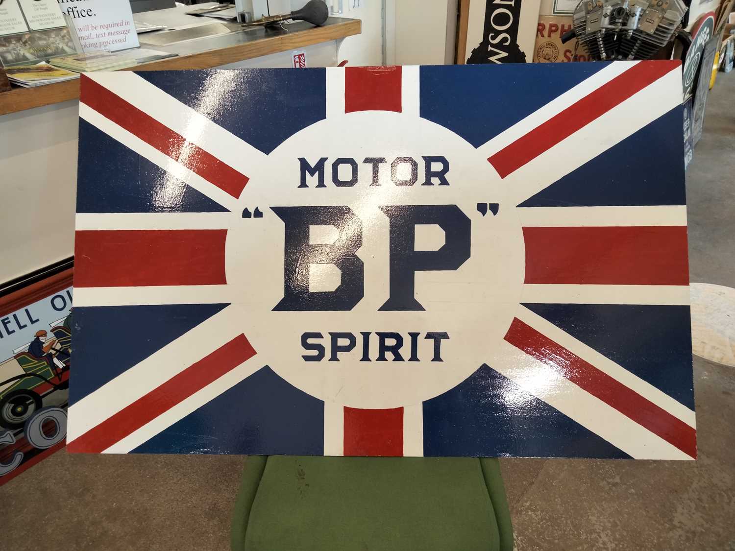 Lot 469 - BP MOTOR SPIRIT SIGN (HAND PAINTED)