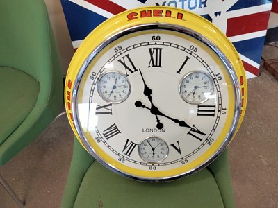 Lot 491 - SHELL WORLD TIME CLOCK - (HAND PAINTED)