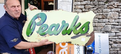 Lot 385 - PEARKS DOUBLE SIDED ENAMEL SIGN