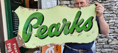Lot 13 - PEARKS DOUBLE SIDED ENAMEL SIGN