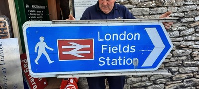 Lot 157 - LONDON FIELDS STATION SIGN (DOUBLE-SIDED)