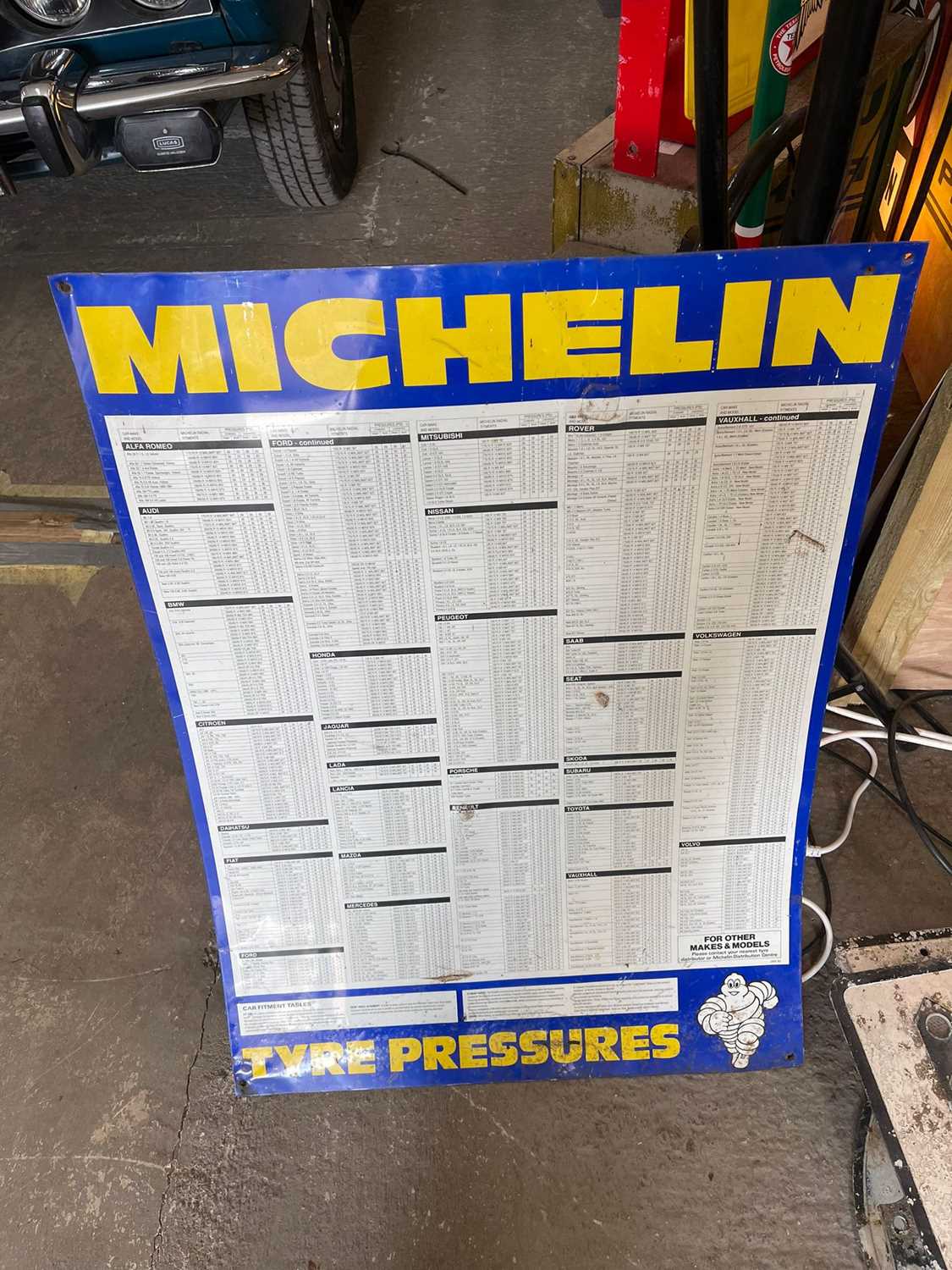 Lot 207 MICHELIN TYRE PRESSURE SIGN