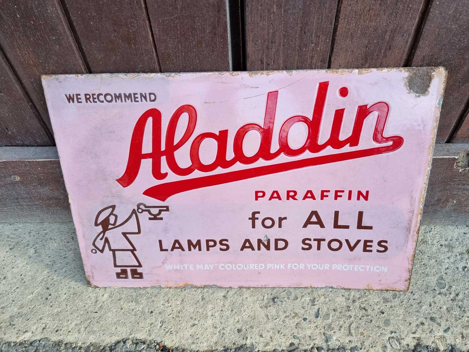 Click for high resolution Lot 433 - ALADDIN PARAFFIN SIGN