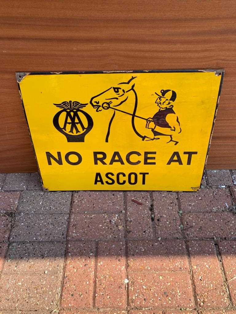 Lot 359 - AA ENAMEL NO RACING ASCOT SIGN