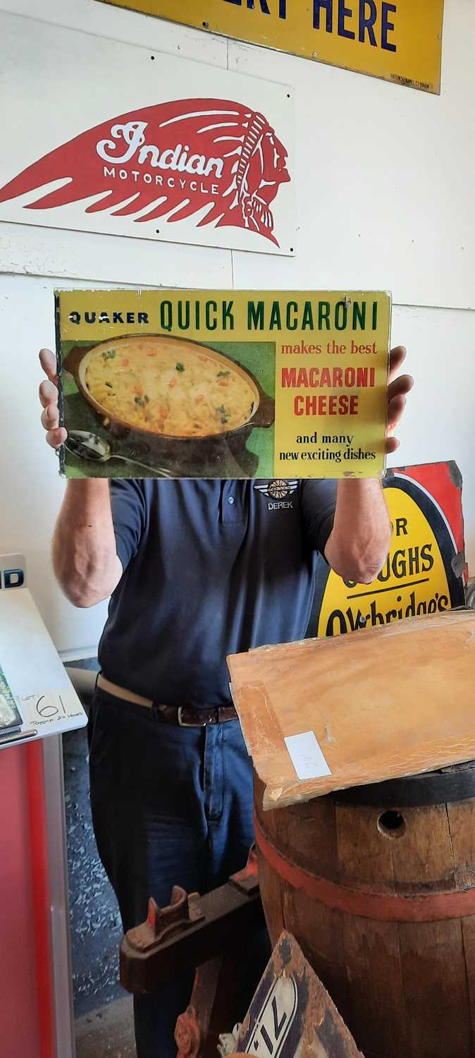 Lot 526 - QUAKER QUICK MACARONI SIGN