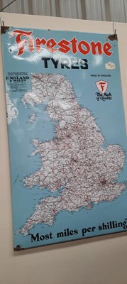 Lot 580 - ENAMLED FIRESTONE MAP OF ENGLAND AND WALES